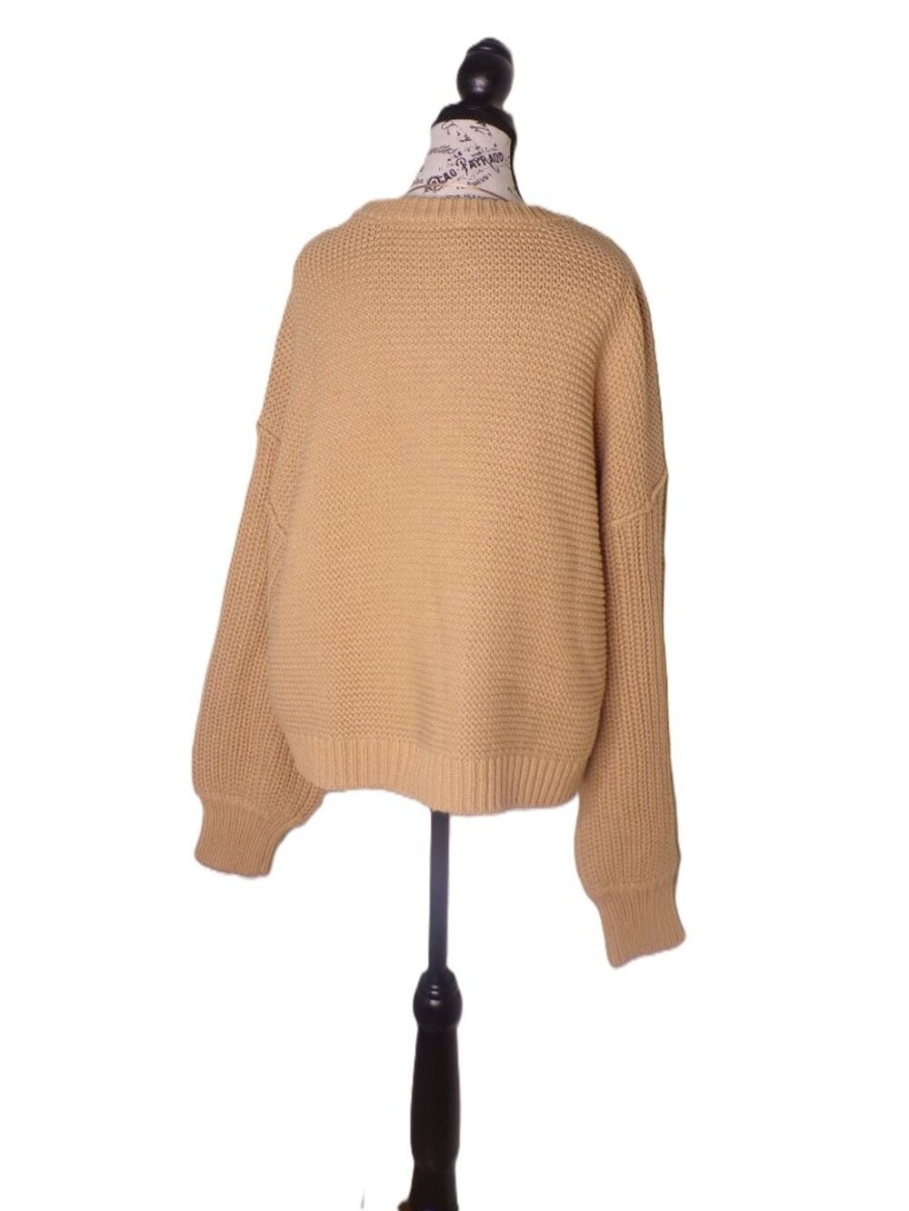🆕 FREE PEOPLE Frankie Cable Cotton Pullover Sweater Camel Large - Picture 14 of 15